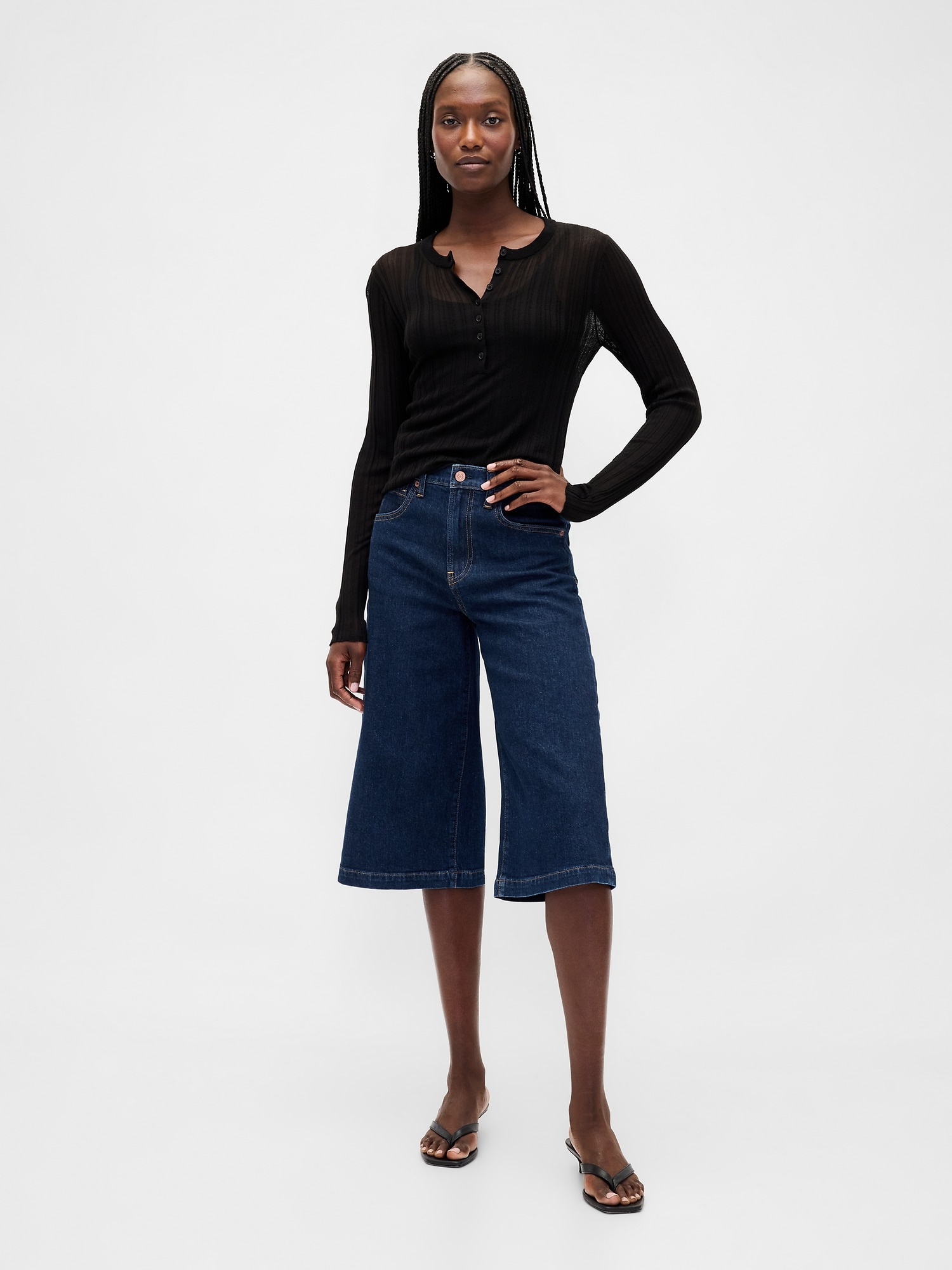 High Rise Culotte Jeans