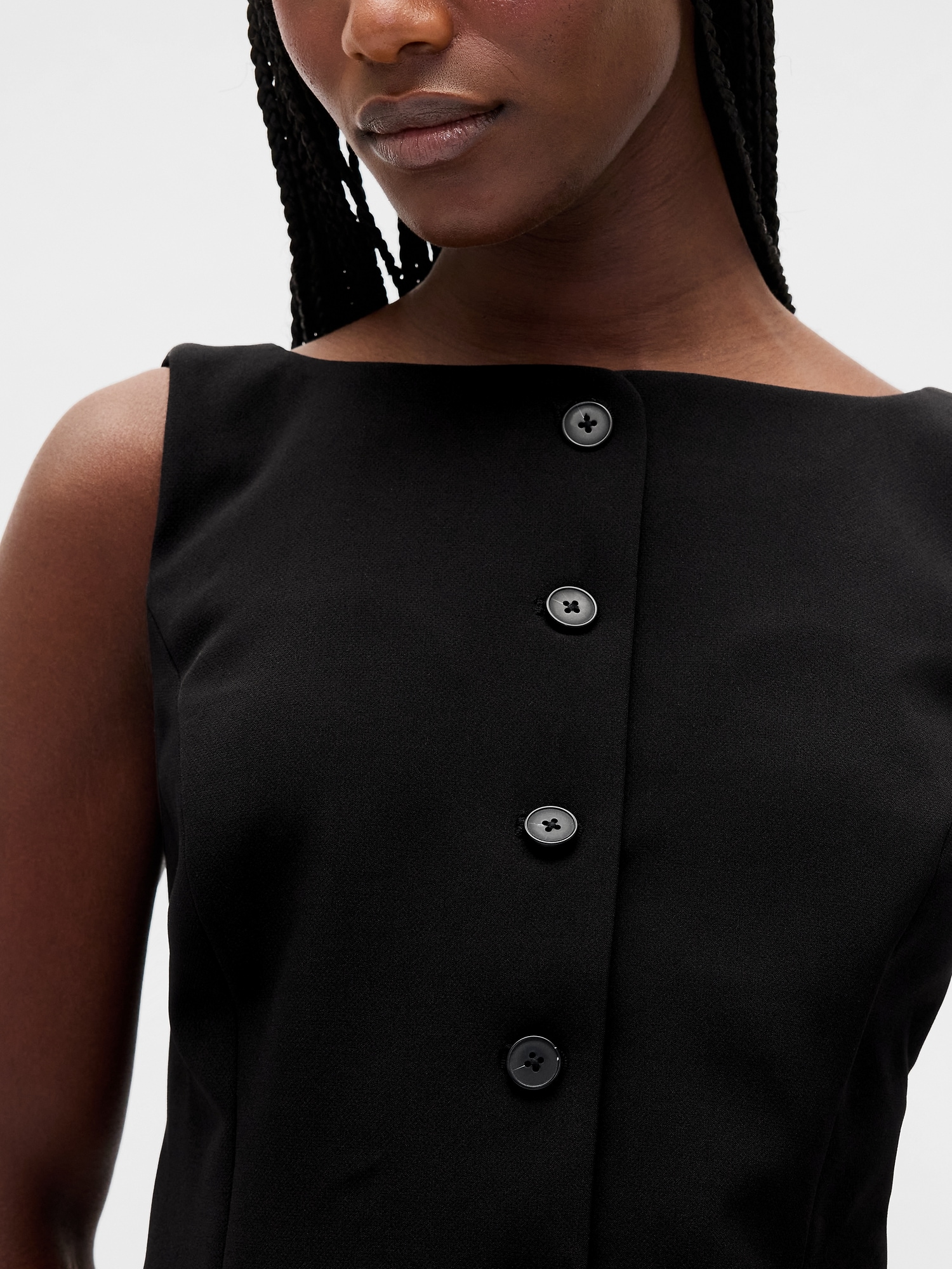 バイストレッチ フロントボタン ミニワンピース-5