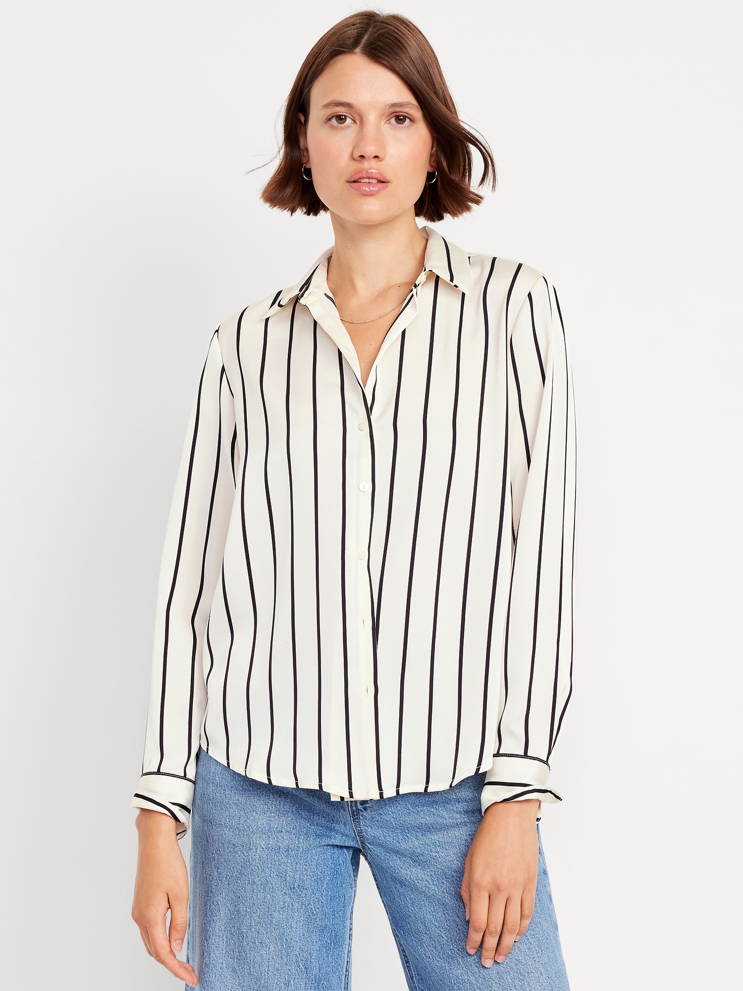Satin Button-Down Shirt