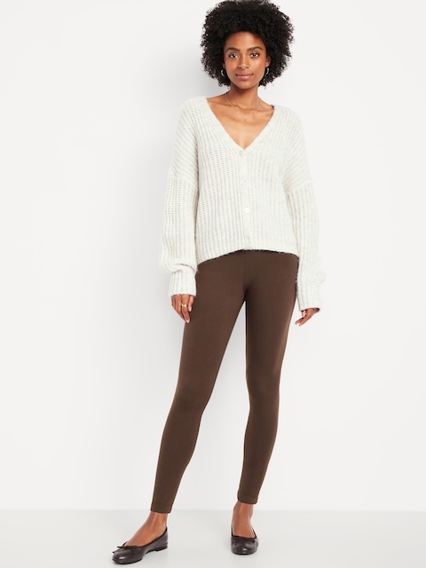 High-Waisted Fleece-Lined Ankle Leggings