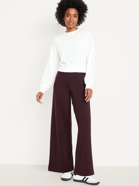 High-Waisted Fleece-Lined Super Wide-Leg Pants
