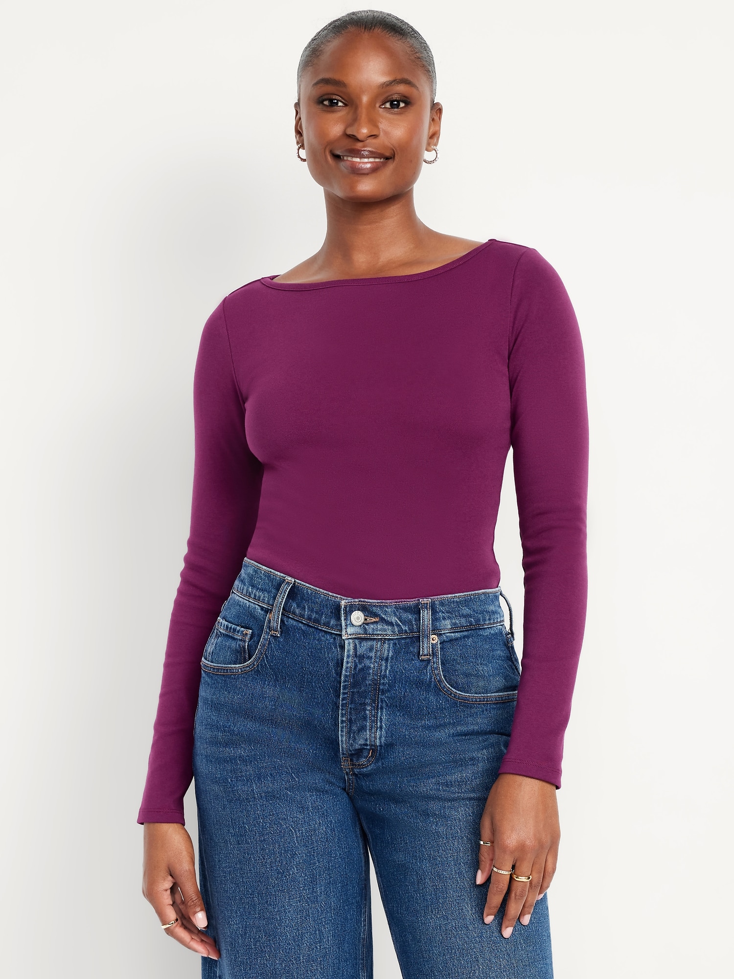 Snug Long-Sleeve Boatneck T-Shirt