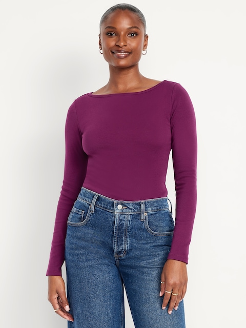 Snug Long-Sleeve Boatneck T-Shirt