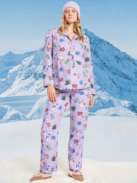 Maternity Printed Flannel Pajama Pant Set
