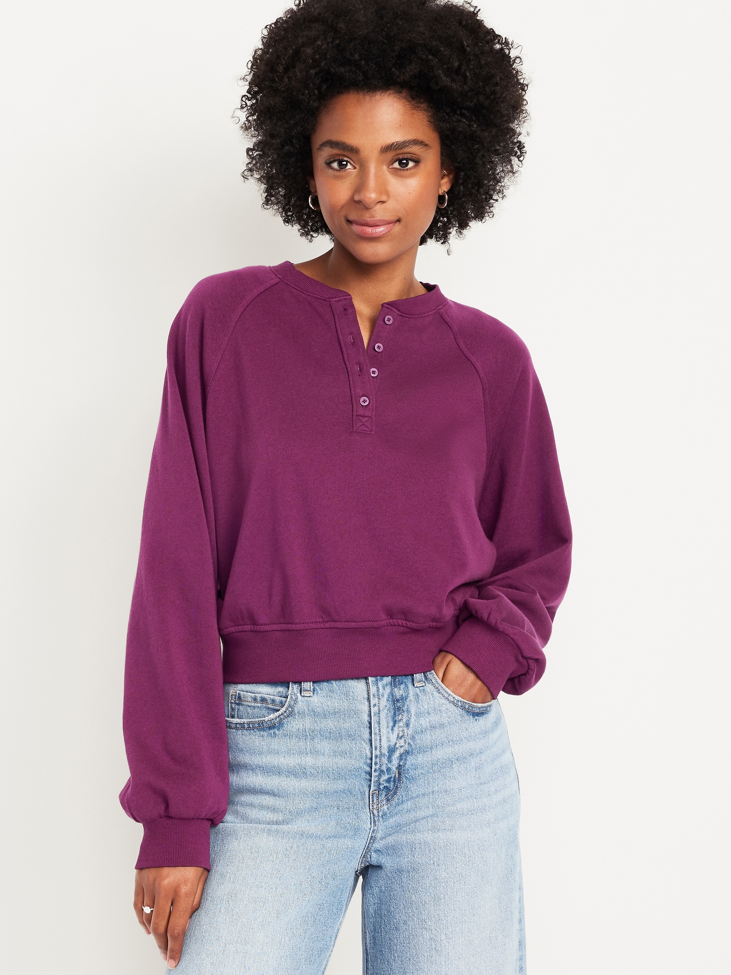 SoComfy Oversized Button-Front Sweatshirt