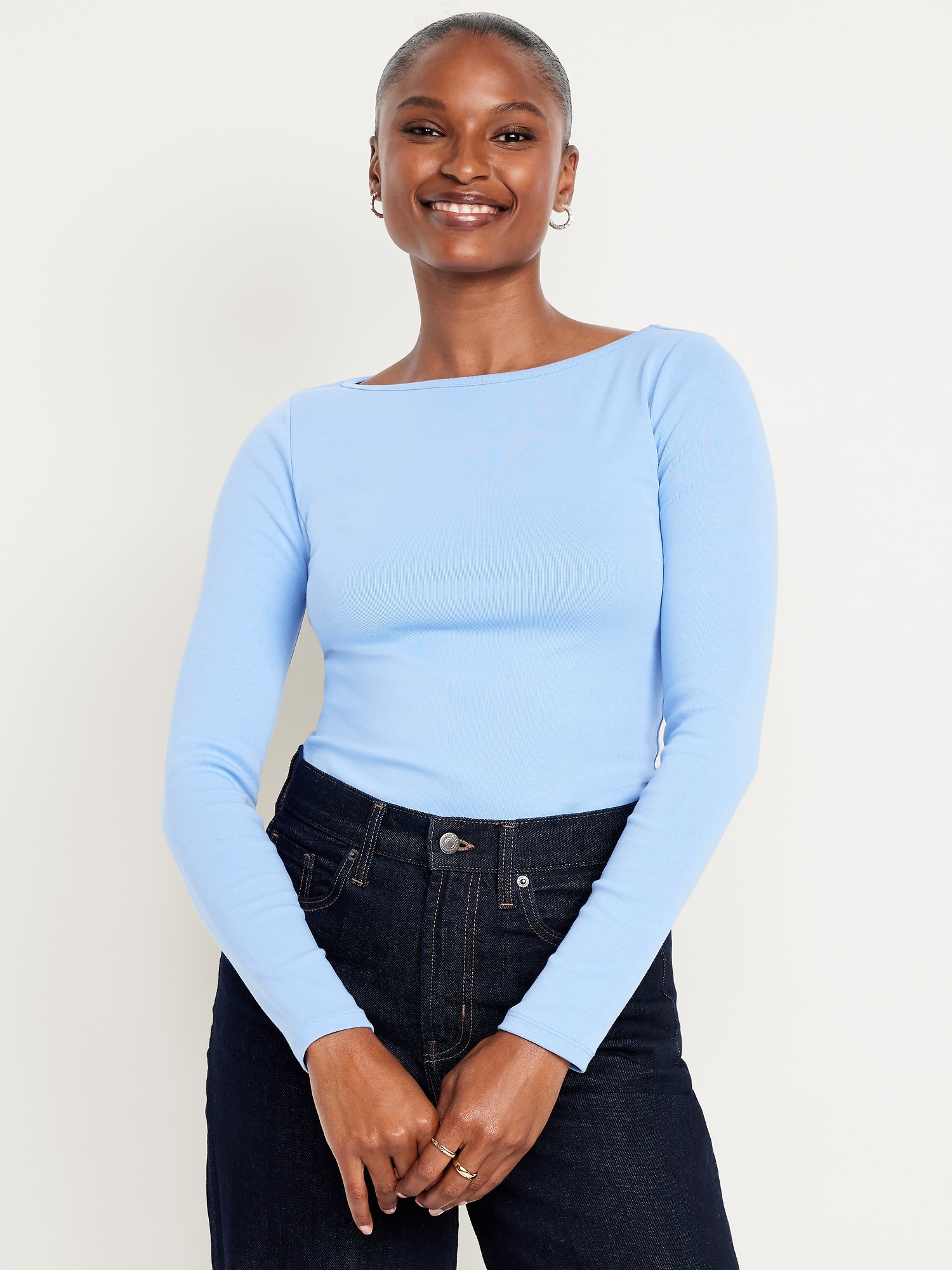Snug Long-Sleeve Boatneck T-Shirt