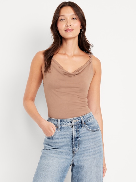 Cowl-Neck Twist-Strap Top