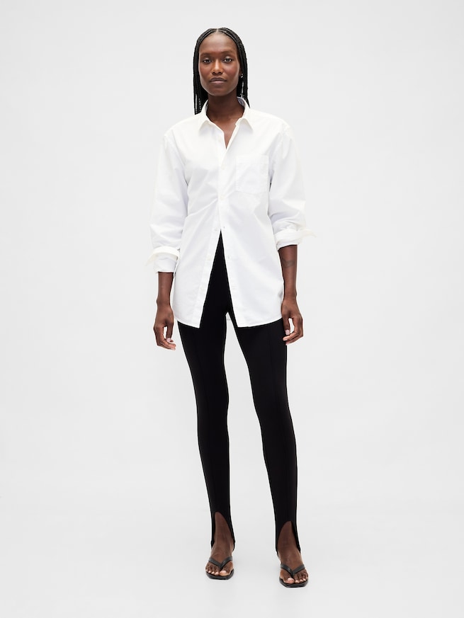 Pantalon fuseau &agrave; taille haute en tricot double &eacute;paisseur-0