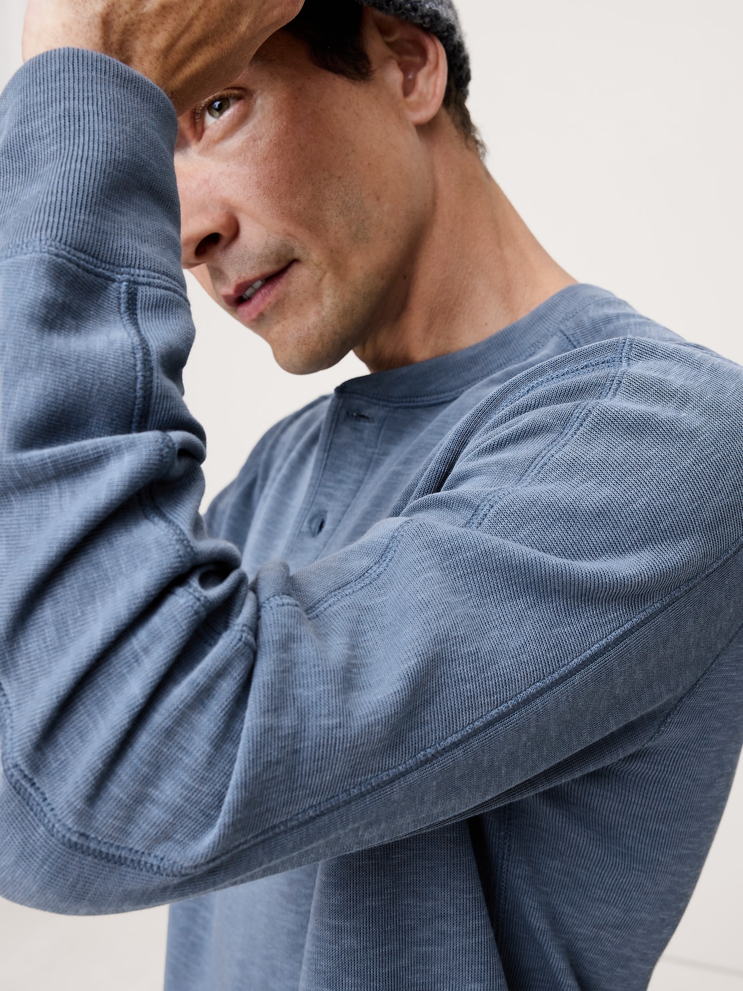 スラブ ダブルニット ヘンリーTシャツ-2