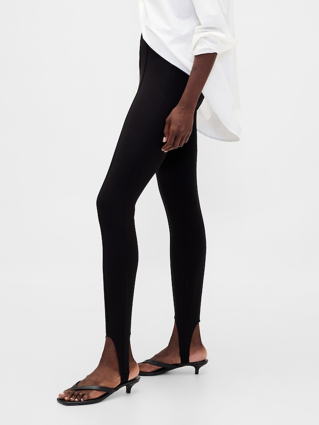 Pantalon fuseau &agrave; taille haute en tricot double &eacute;paisseur-2
