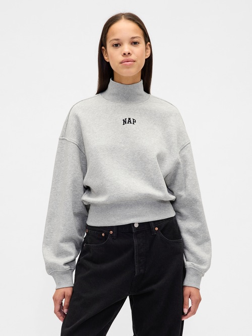 NAPロゴ モックネック クロップド スウェットシャツ