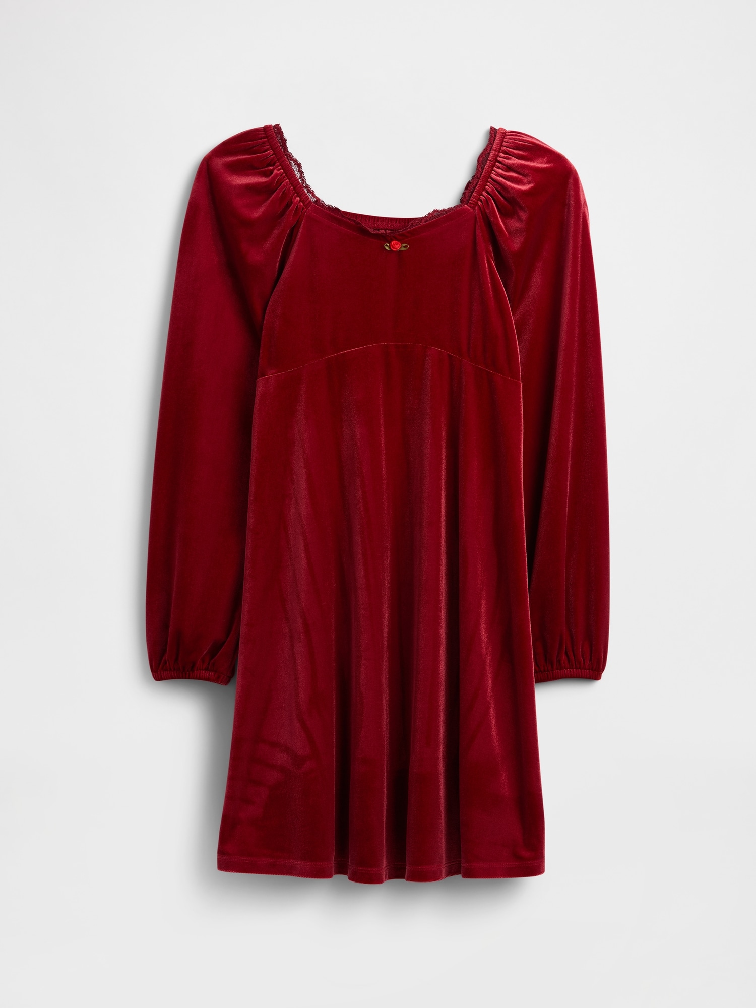 Kids Puff Sleeve Velour Dress
