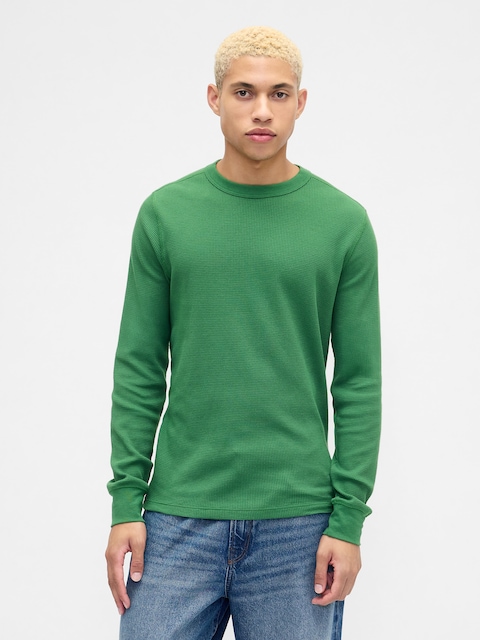Waffle-Knit Crewneck T-Shirt