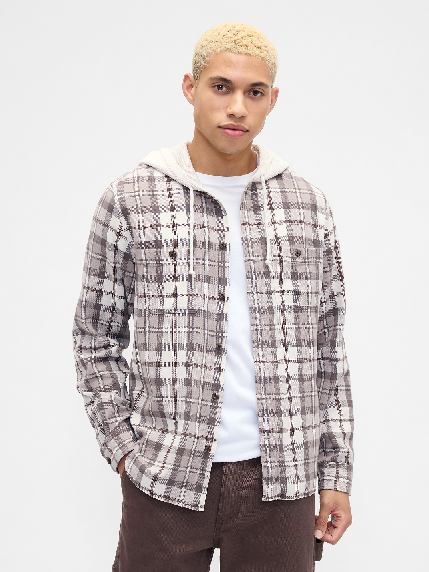 Hooded Flannel Shirt in Standard Fit
