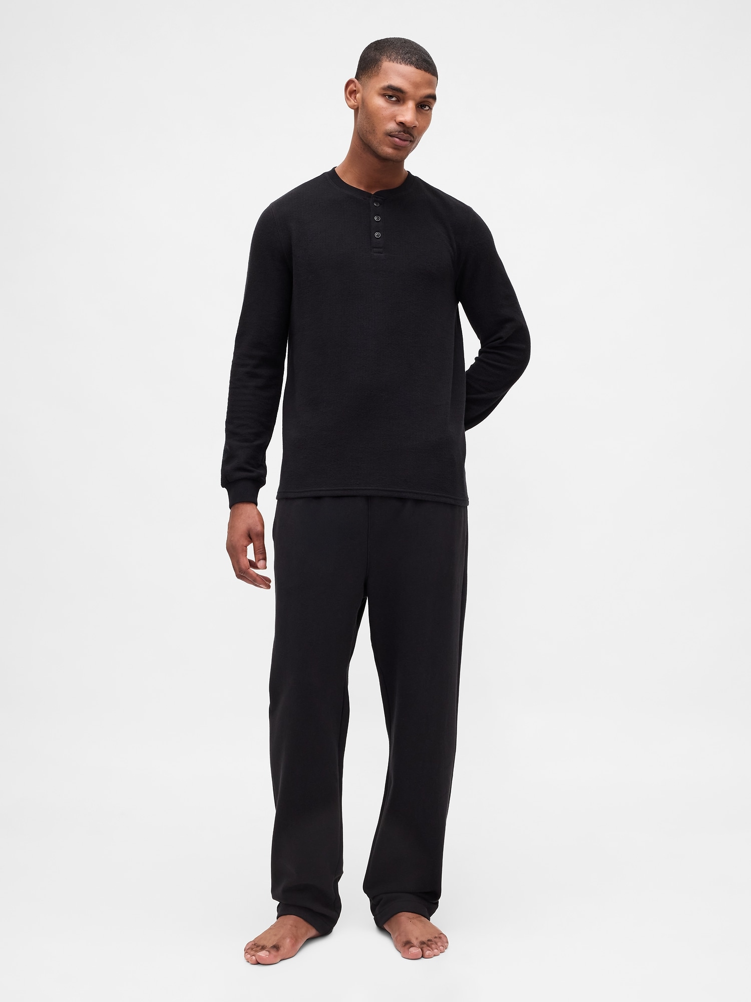 HAUT DE PYJAMA HENLEY CÔTELÉ