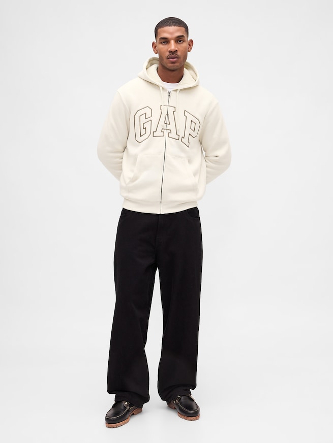 リラックスフィット GAPロゴ 裏ボア ジップアップパーカー-1