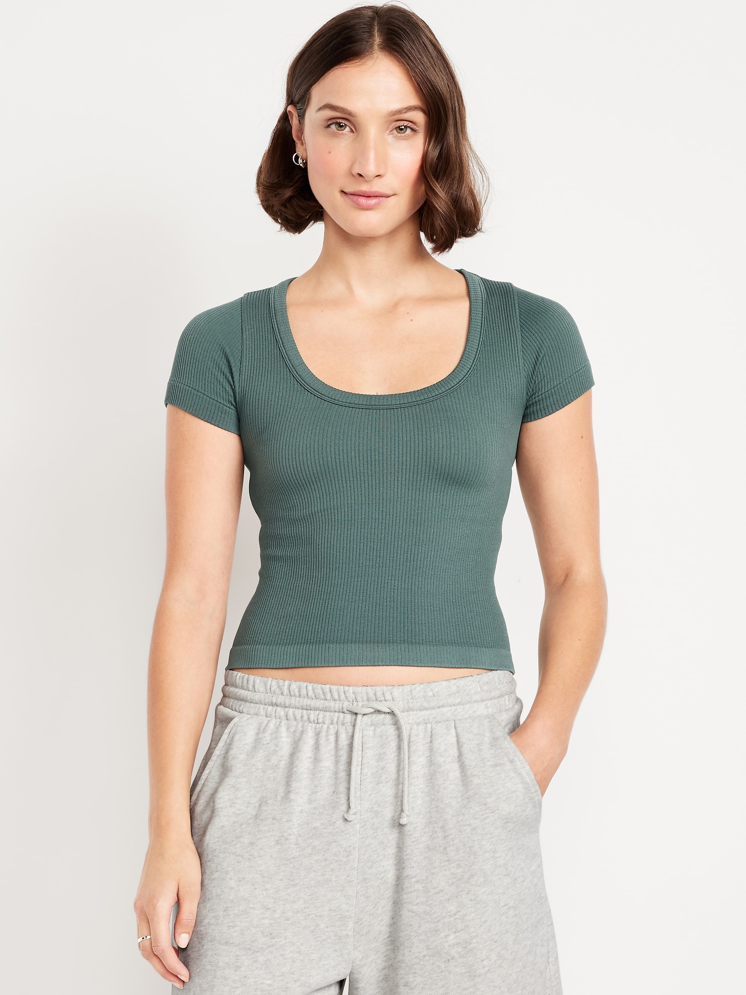 T-SHIRT COURT CÔTELÉ ZÉNITUDE SANS COUTURES