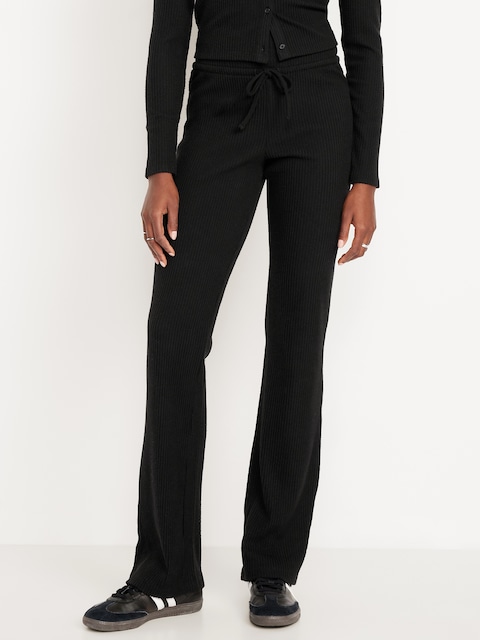 Extra High Waisted Sweater Ribbed Flare Pant