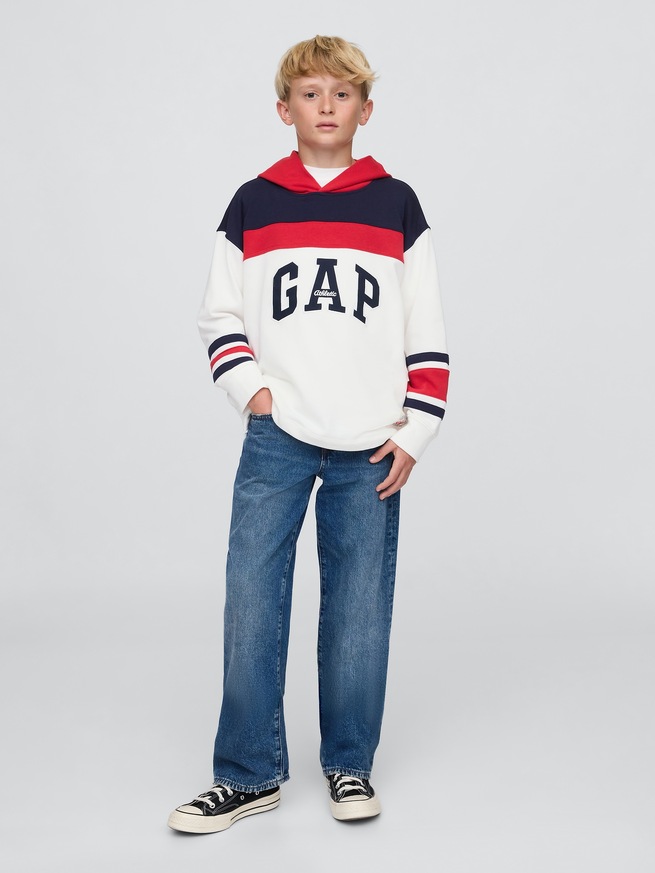 ヴィンテージソフト カラーブロック GAP Athleticロゴ パーカー (キッズ)-3