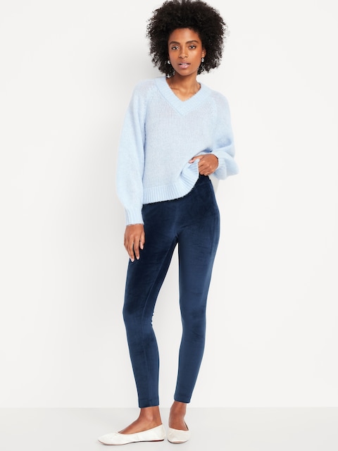 LEGGING TENDANCE À TAILLE HAUTE EN VELOURS, LONGUEUR CHEVILLE