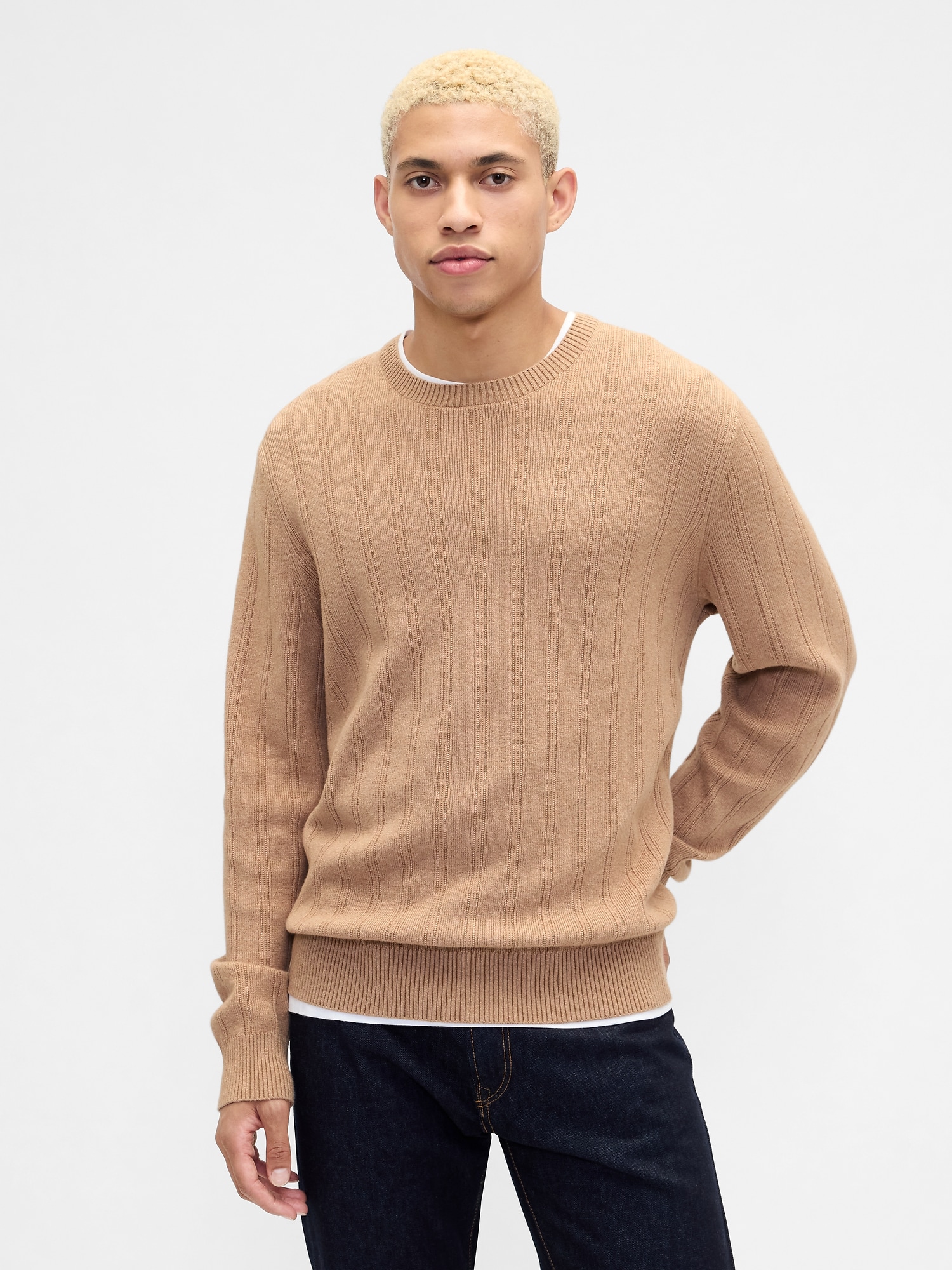 CashSoft Ribbed Crewneck Sweater