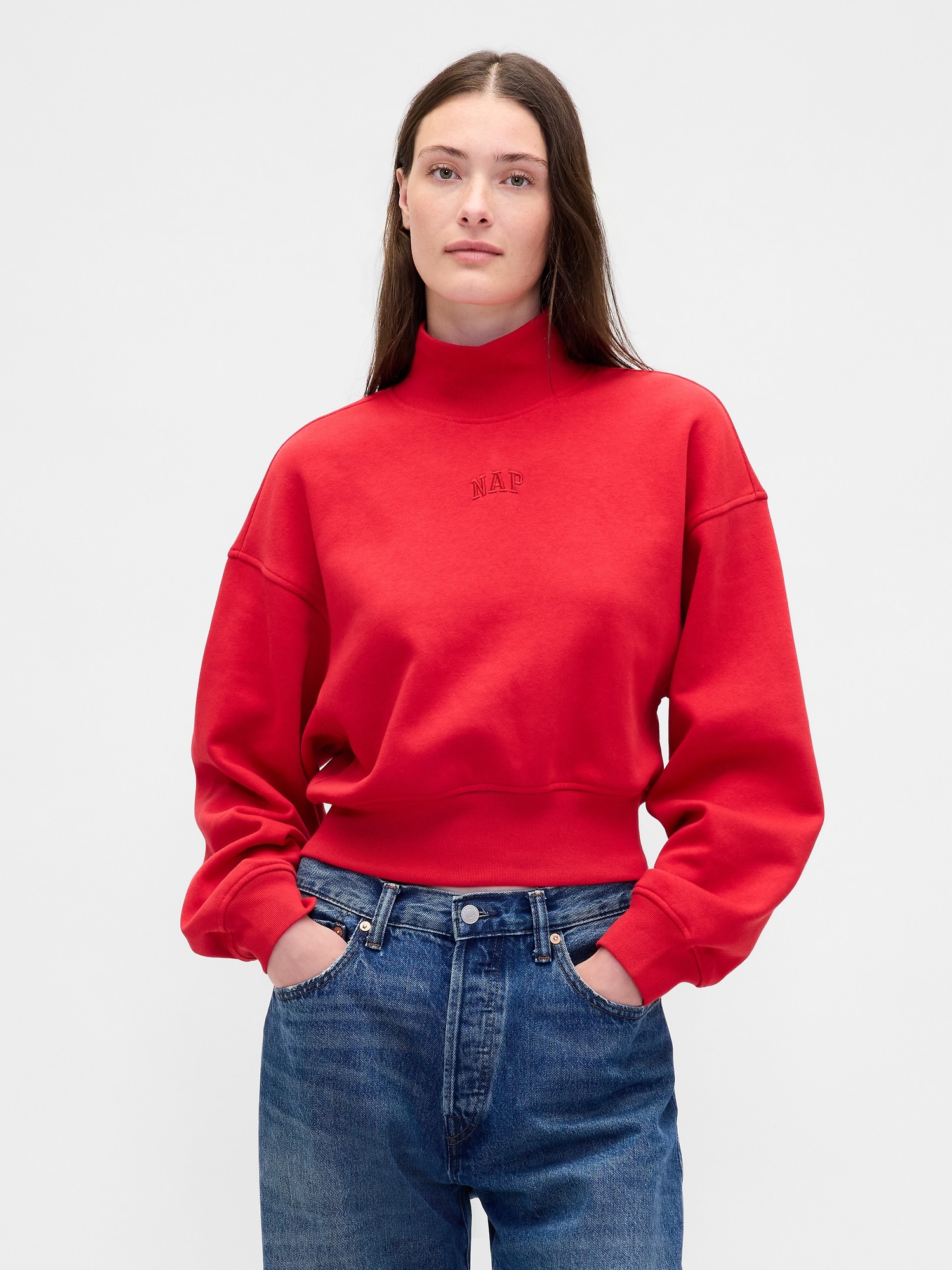 NAPロゴ モックネック クロップド スウェットシャツ-0