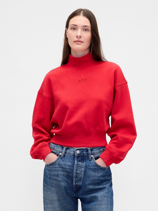 NAPロゴ モックネック クロップド スウェットシャツ-0
