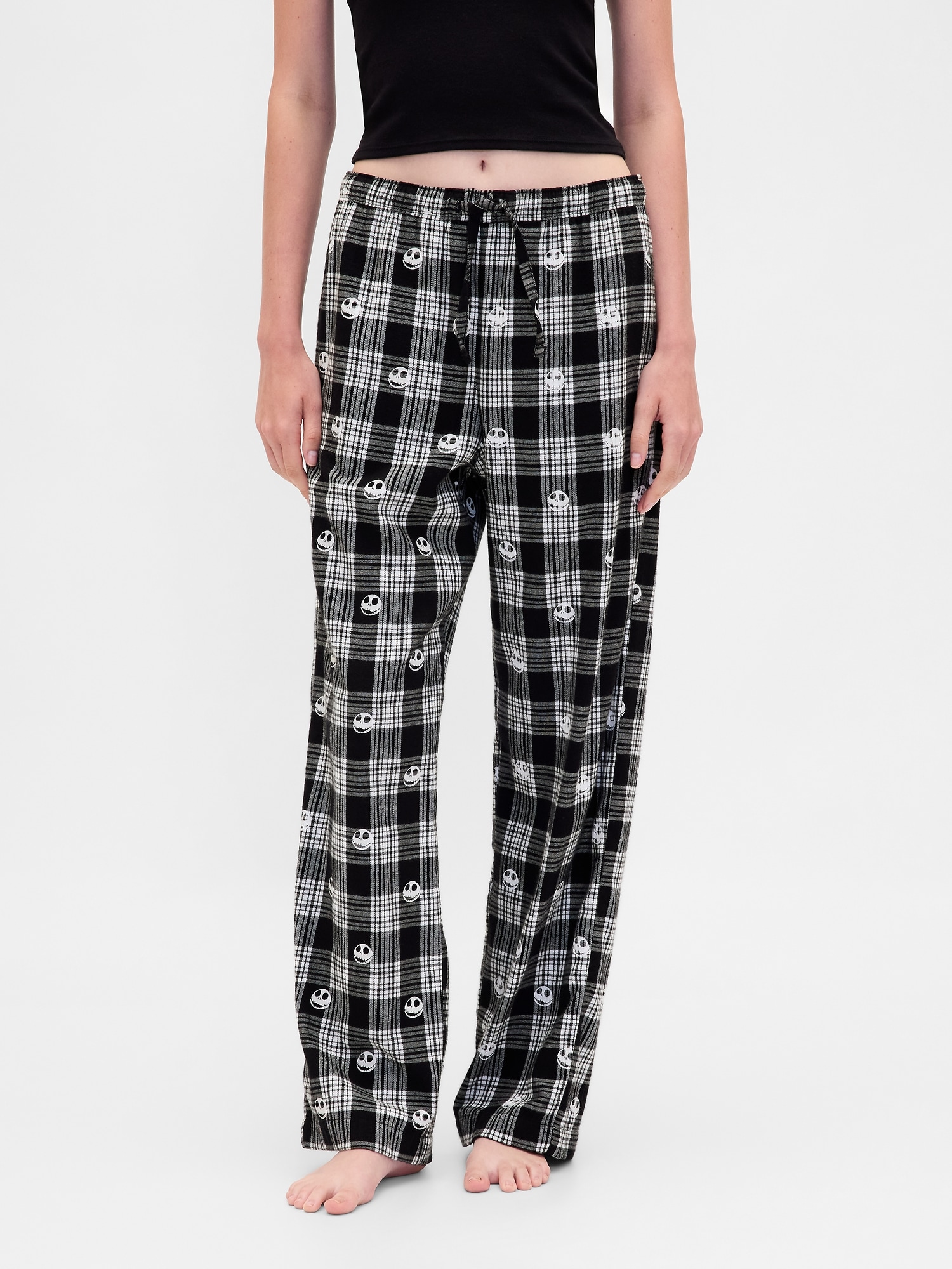 Gap &times; ディズニー ティム・バートン ナイトメアー・ビフォア・クリスマス スカル フランネルパジャマパンツ-2