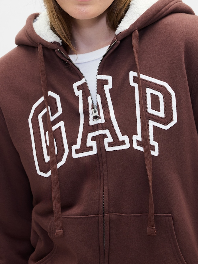 リラックスフィット GAPロゴ 裏ボア ジップアップパーカー-4