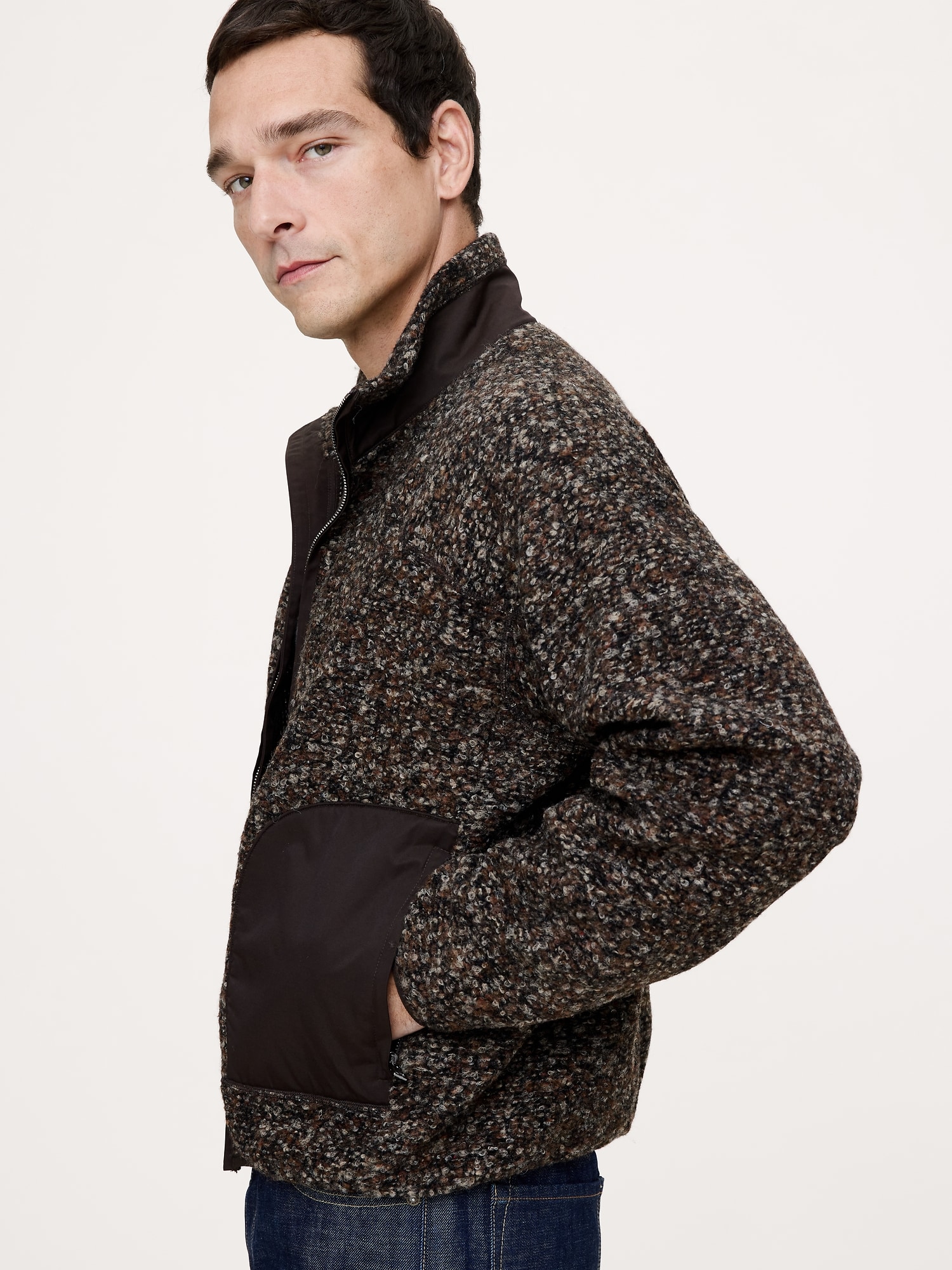 ブークレ フリース ジップアップ スウェットシャツ-2