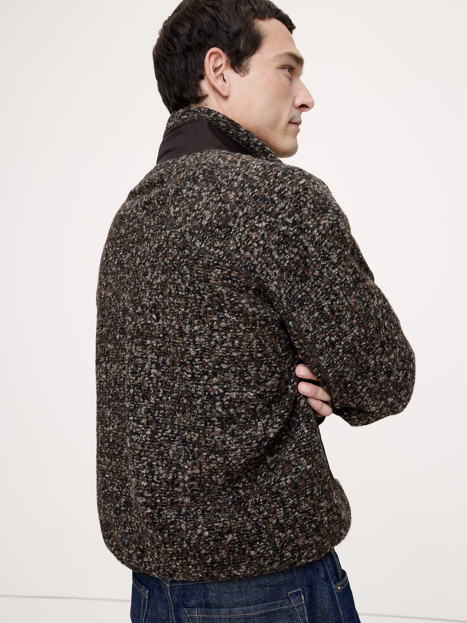 ブークレ フリース ジップアップ スウェットシャツ-1