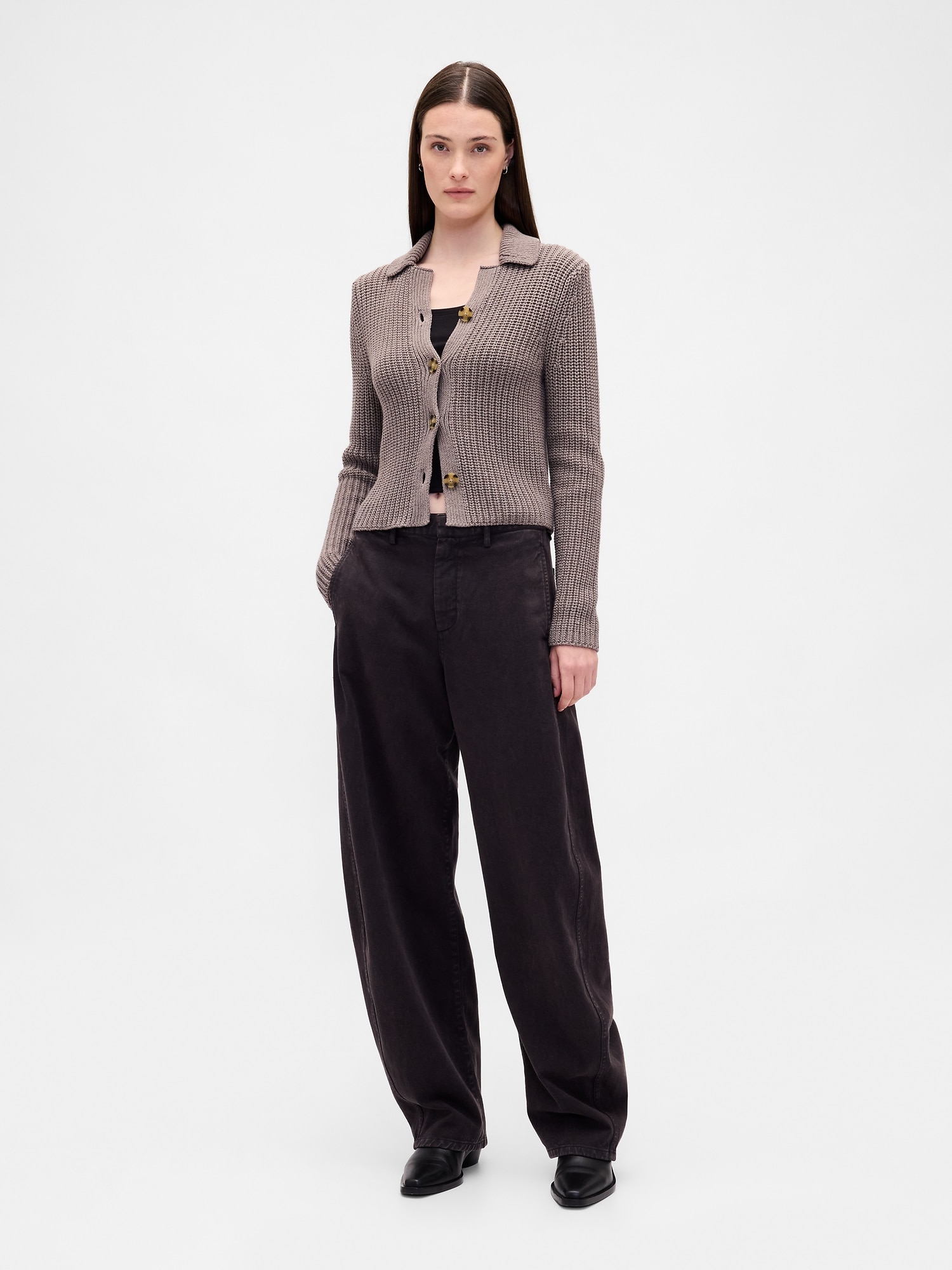 クロップドニットカーディガン ZARA ビーズ クロップド ニット カーディガン XS - メルカリ