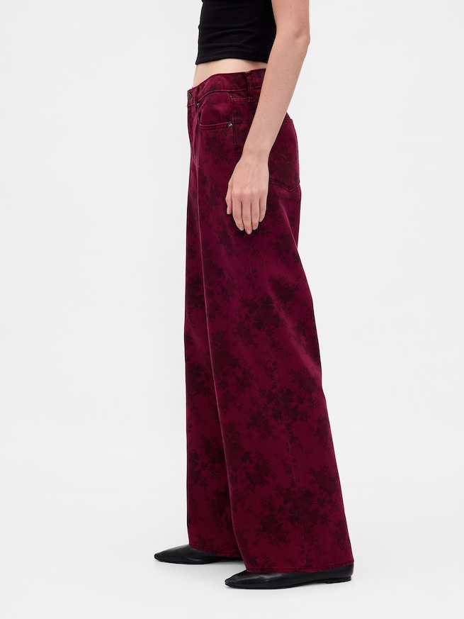 ミッドライズ フローラル バギーデニム-2