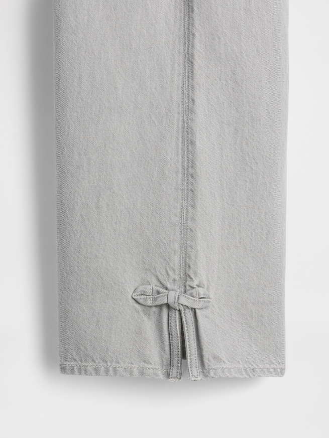 ローライズ リボン スプリットヘム バギーデニム (キッズ)-4