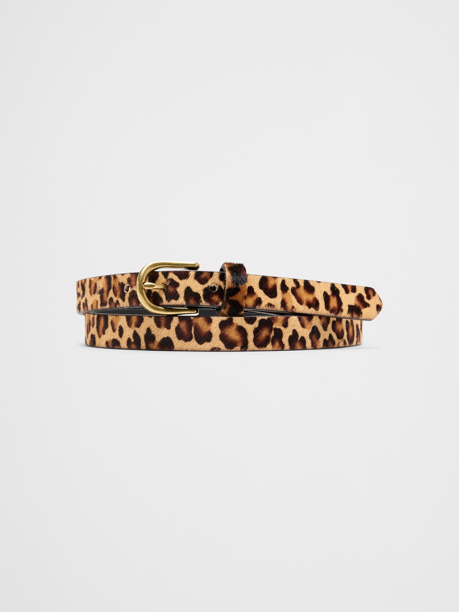Vegan Leopard Pony Hair Skinny Belt