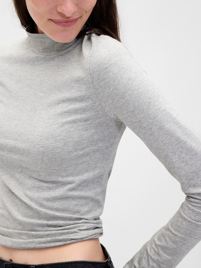 クローズニット ジャージー モックネックTシャツ-3