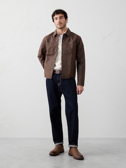 Vegan Leather Trucker Jacket