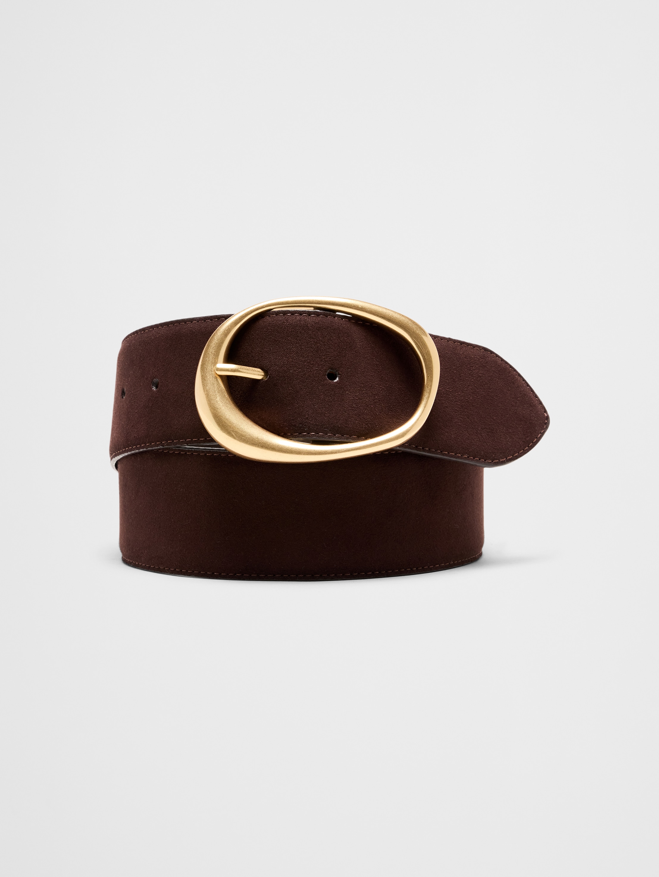 Wide Chunky Suede Faux Leather Belt with Oversized Metal Buckle Dark Brown Suede Wide Belt With Studs | JUAN-JO | Wolf & Badger main image 2