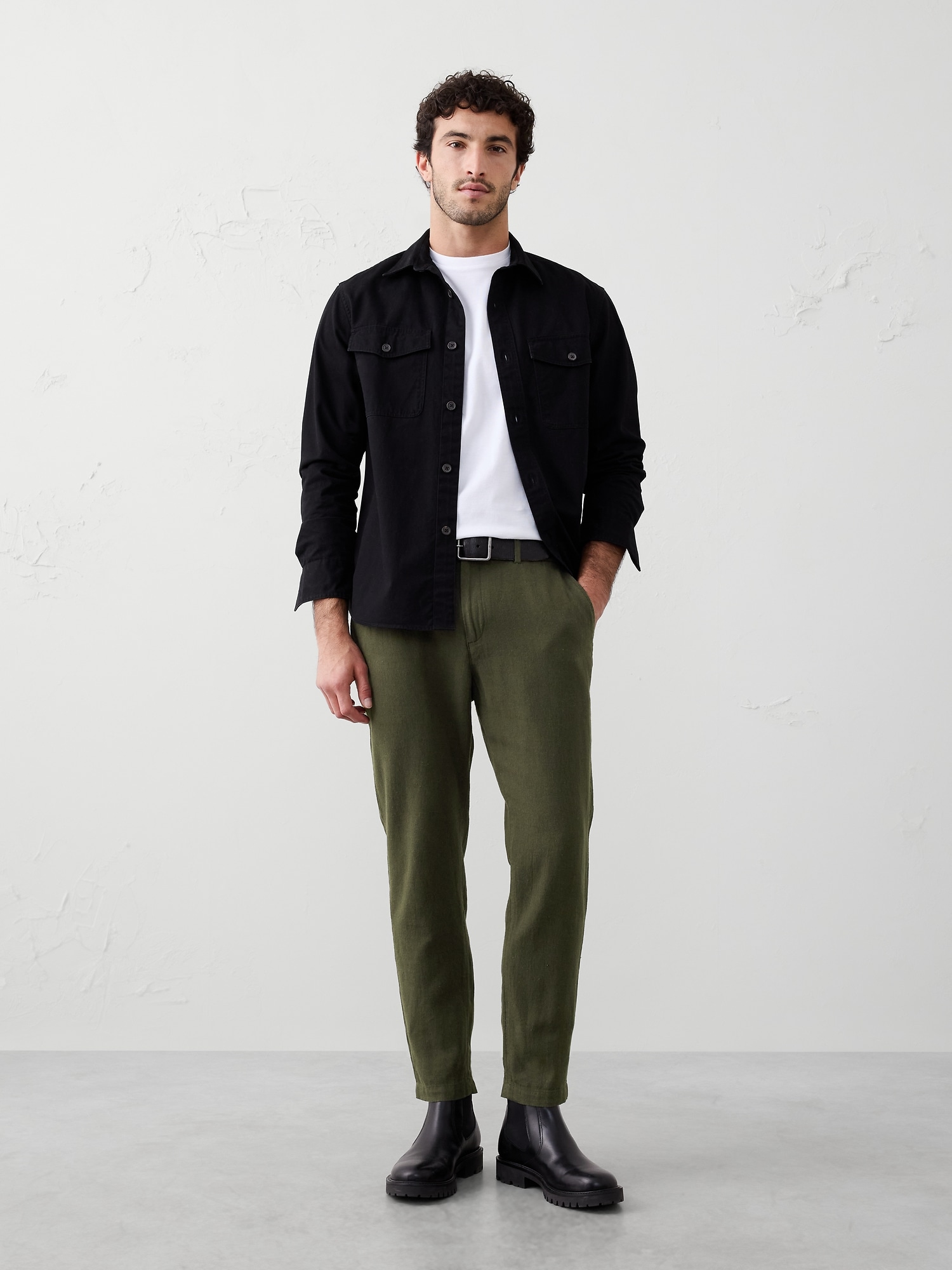 Athletic-Fit Linen-Blend Pant