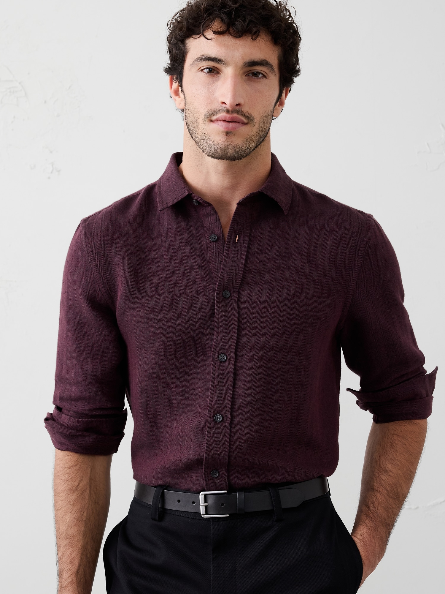 Slim-Fit Linen-Blend Shirt