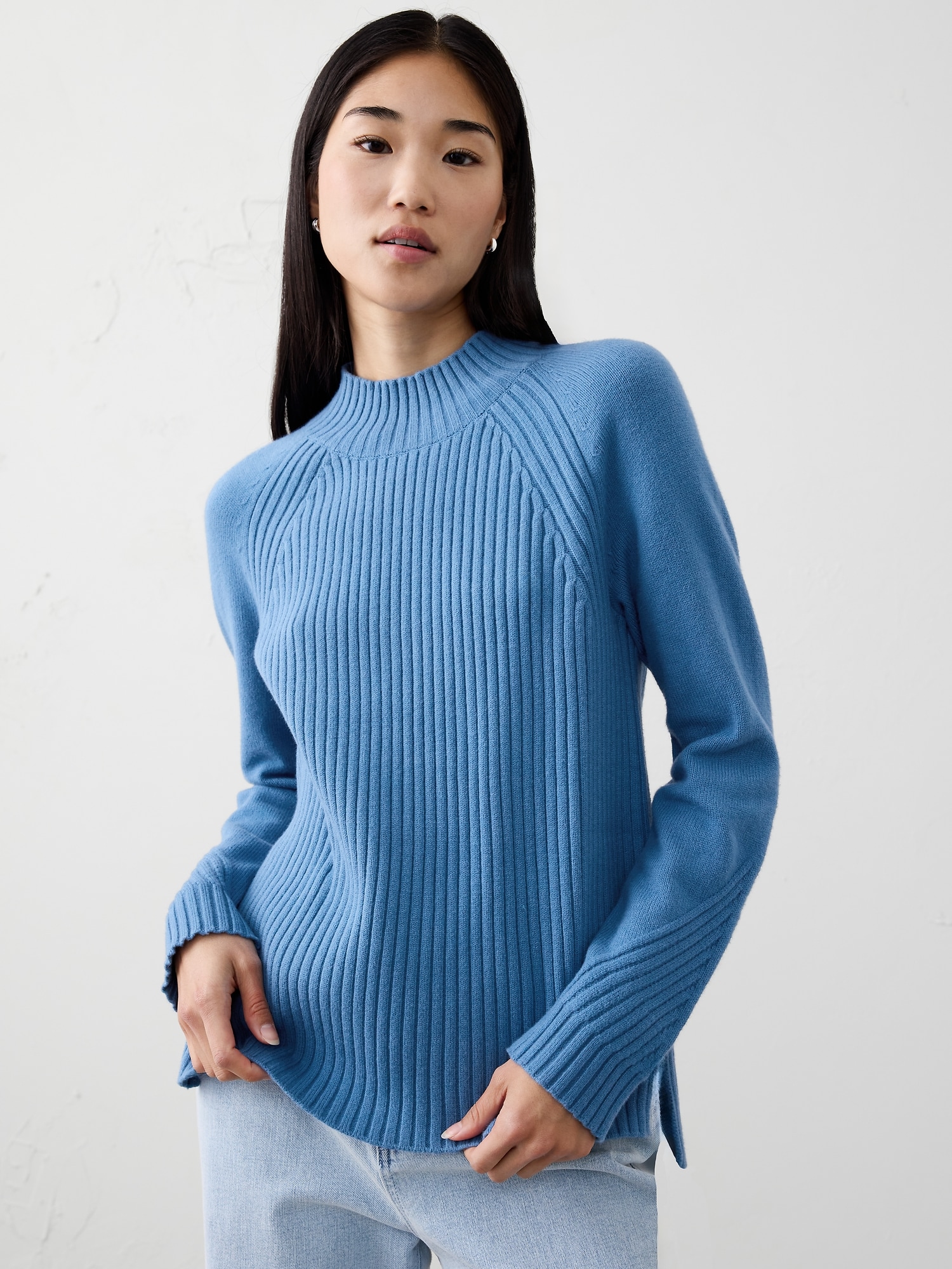 Ribbed Mock-Neck Sweater