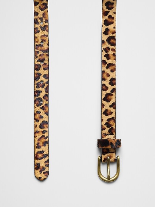 Vegan Leather Leopard Print Circle Buckle Skinny Belt Set Beige Brown Leopard Print Triple Circle Belt | Yours Clothing main image 4