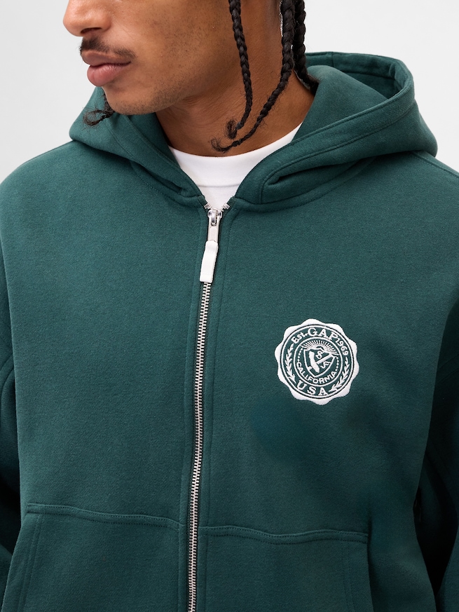 リラックスフィット GAPロゴ ジップアップパーカー-3