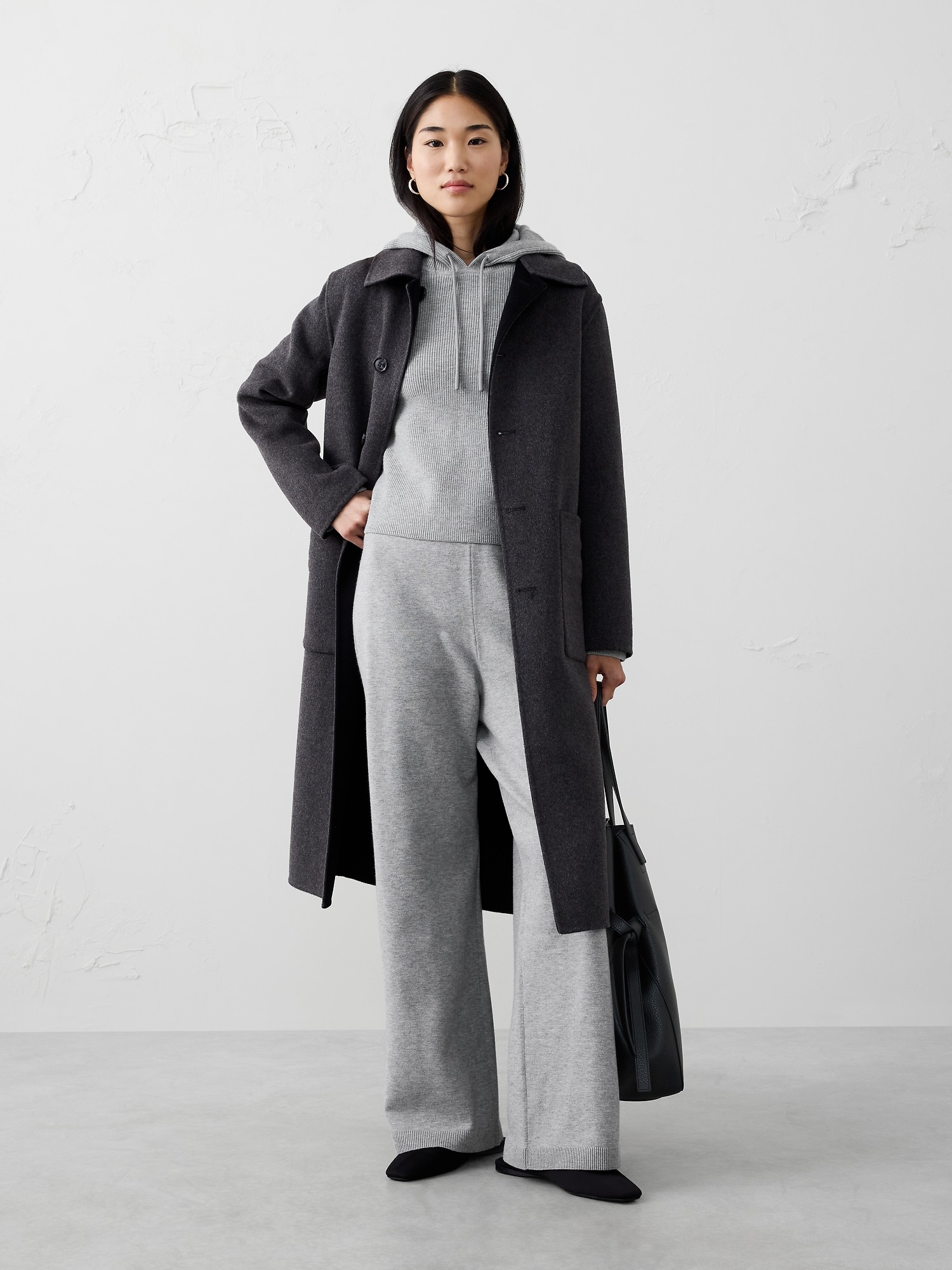 Wide-Leg Mid-Rise Pull-On Sweater Pant