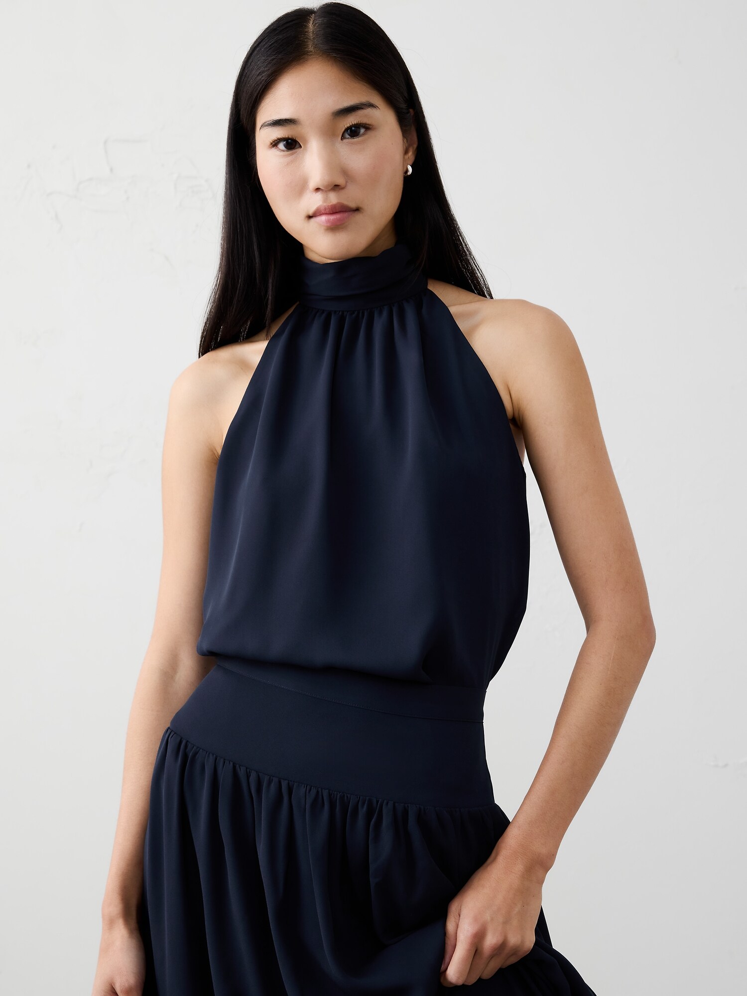 halter neck wedding guest dresses Halter Neck Sheath Black Prom Dress main image 1