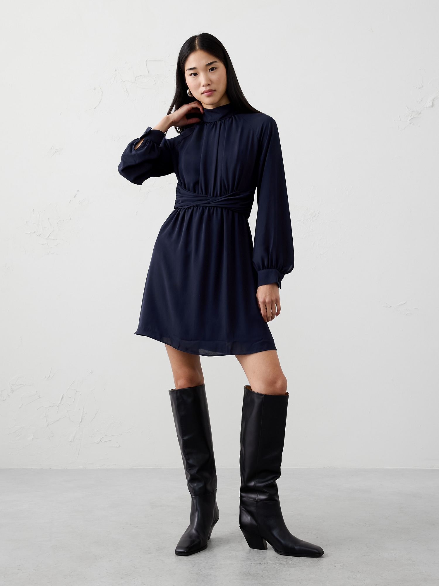 Twisted-Waist Mini Dress