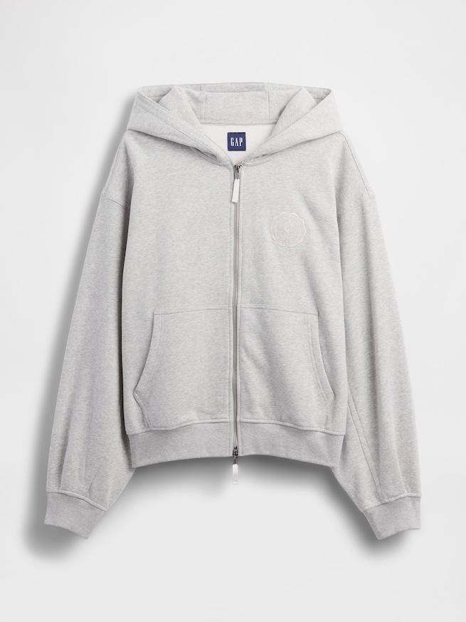 リラックスフィット GAPロゴ ジップアップパーカー-4