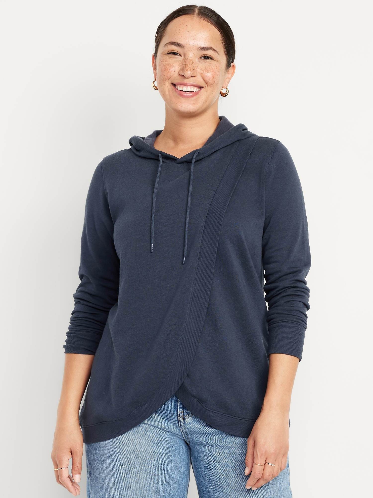 Maternity Cross-Front Nursing Pullover Hoodie