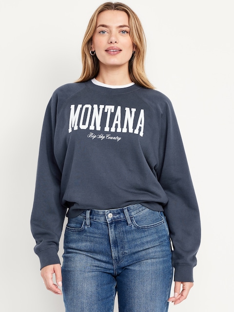 SoComfy Oversized Graphic Raglan Sweatshirt