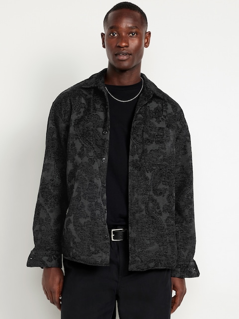 Oversized Button-Down Jacquard Shirt